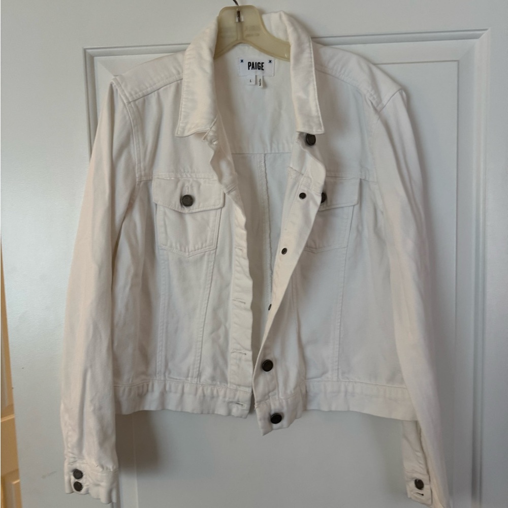 Paige Women's White Denim Jacket. Washed but never worn. Soft and perfect length